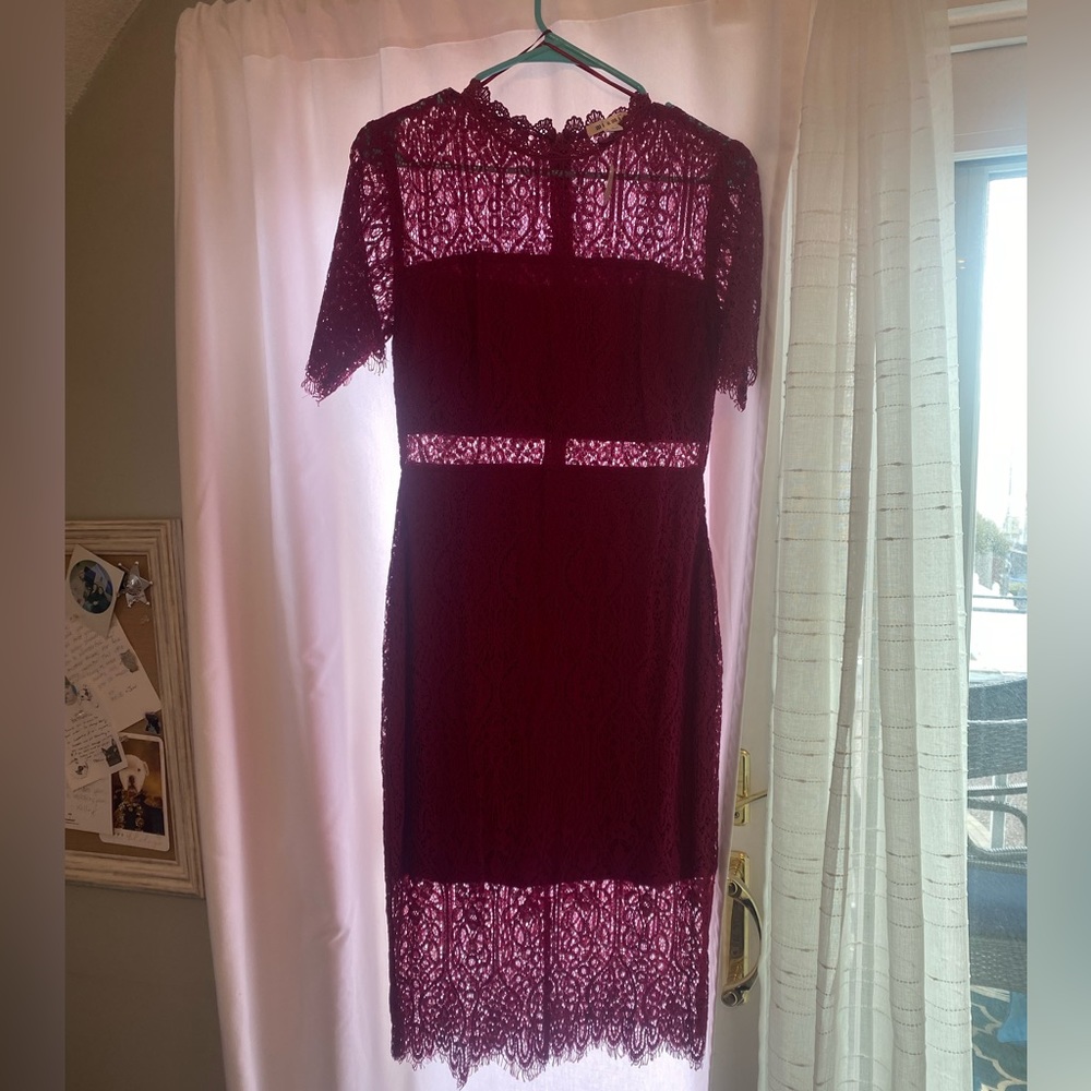 Dress from Francesca's. Burgundy lace